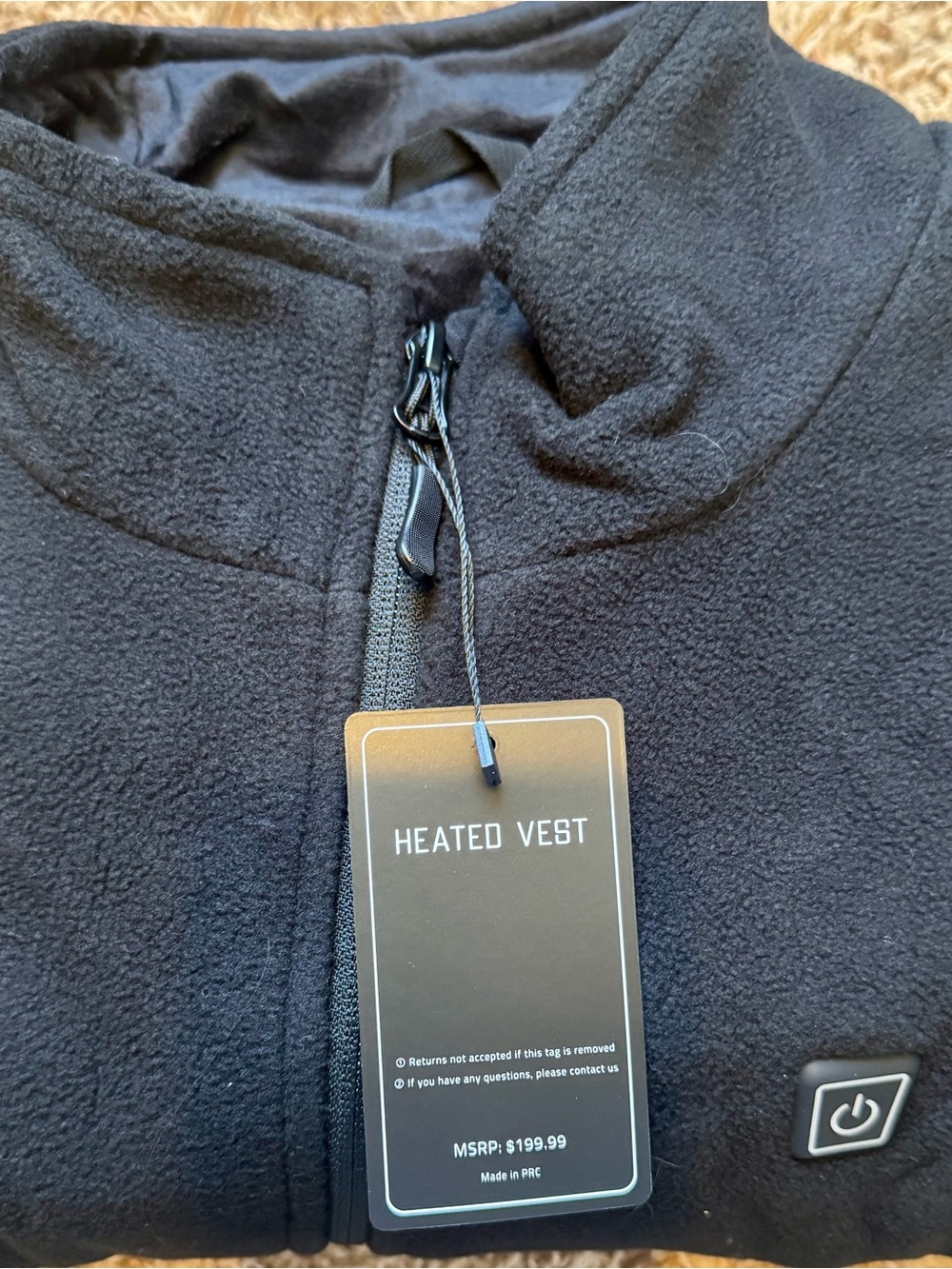 NWT Heated Fleece Vest XL Rechargeable Battery Included Unisex Black